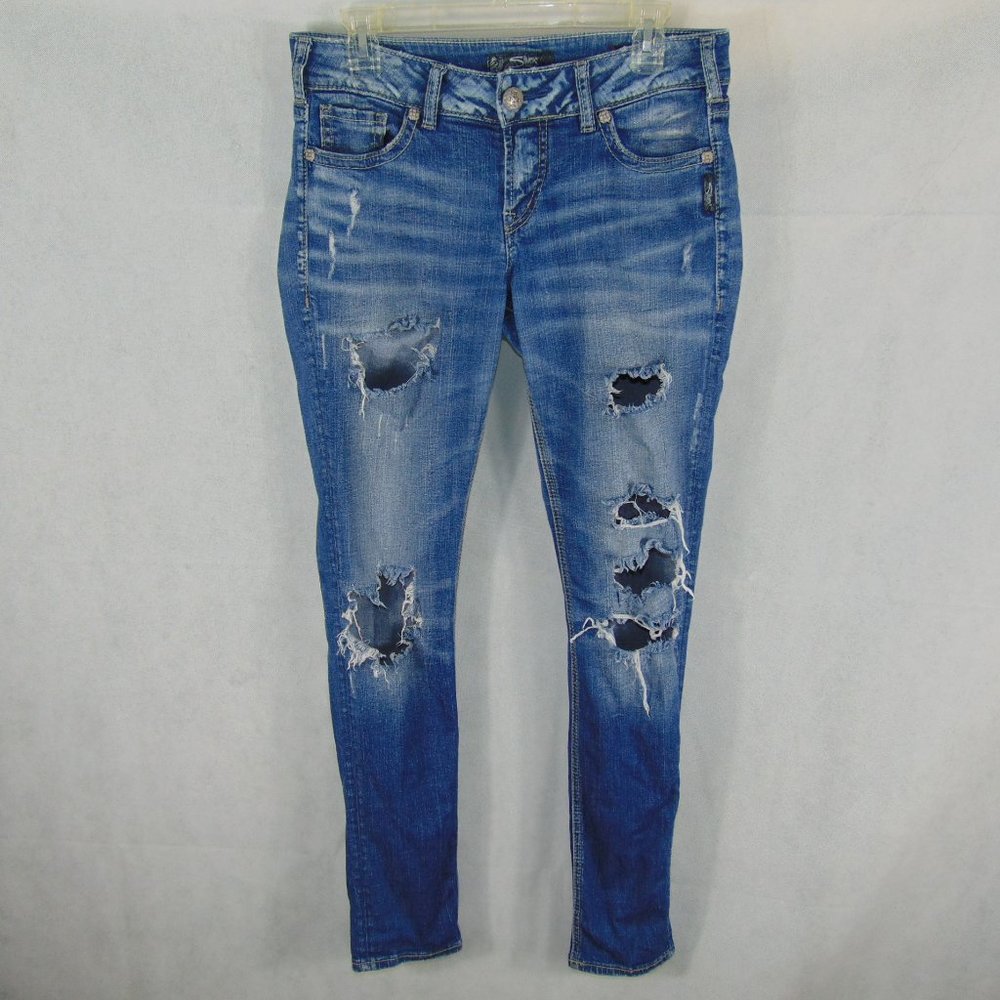 Silver Suki Mid Skinny Distressed jeans size 28